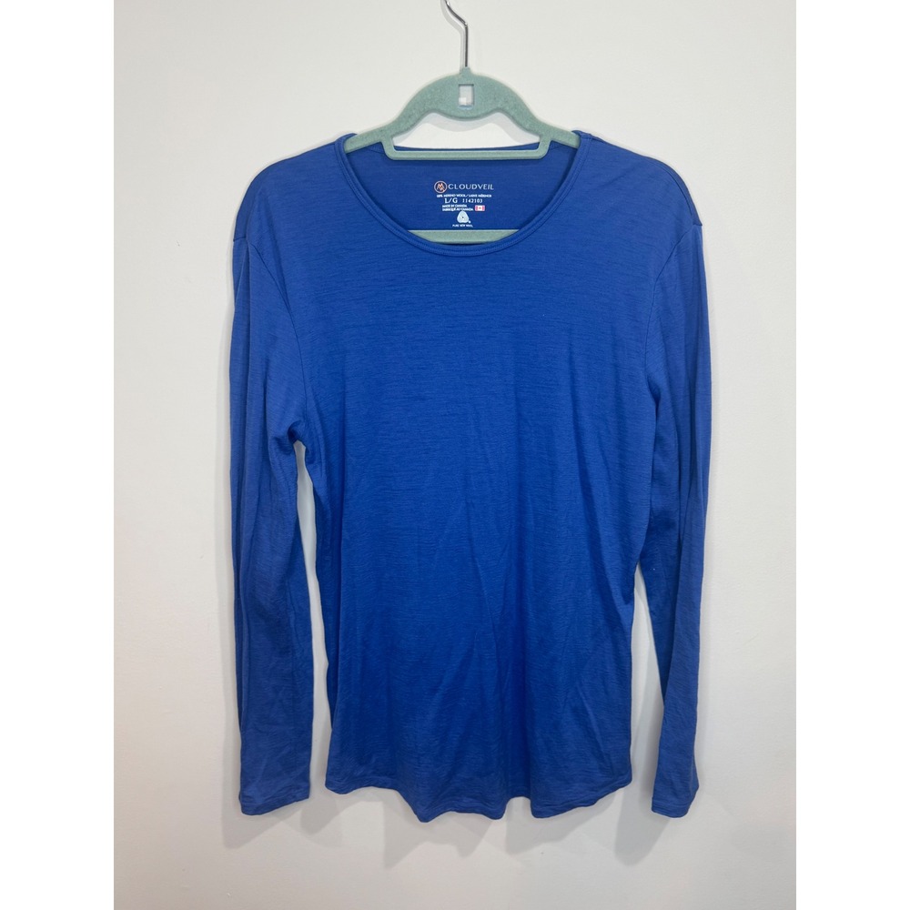 Cloudveil Men's 100% Merino Wool Base Layer Blue Sz L